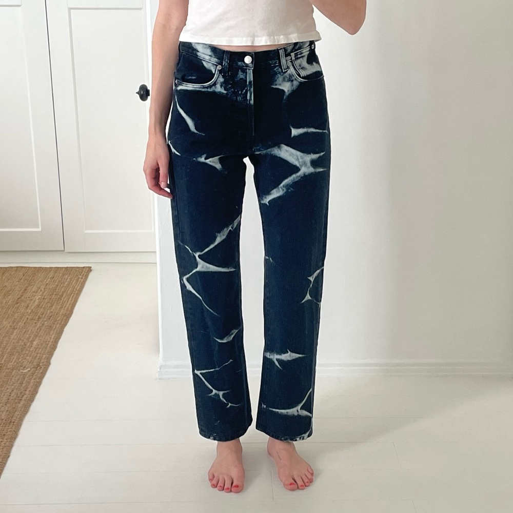 Gently used Dries Van Noten black tie dye jeans | Size 28